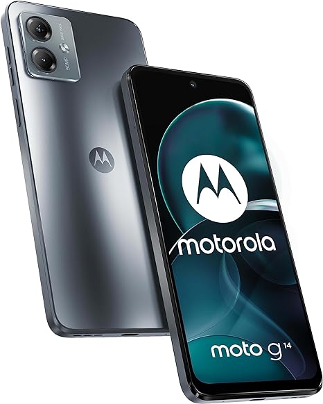 Motorola Moto g14 Smartphone, 8/256, Pantalla 6.5" Full HD , Sistema de Cámara de 50MP, Audio Dolby Atmos, Android 13, Batería de 5000 Mah, Procesador Octa-Core, Dual-SIM, Gris (Versión ES/PT)