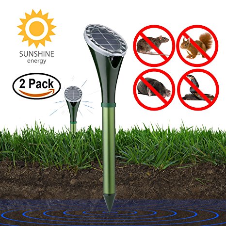 YAKALLA Solar Powered Pest and Animal Repellent, Get Rid of Snake Mole Gophers for Outdoor Garden Yard-2 Pack