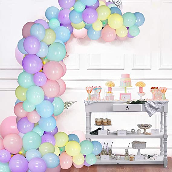 Pastel-Balloons-Garland-Arch-Kit-110 Pcs Assorted Macaron Candy Pastel Party Latex Balloons for Wedding Party Baby Shower Christmas Party Supplies