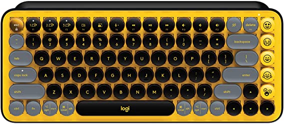 Logitech POP Keys Mechanical Wireless Keyboard with Customizable Emoji Keys, Durable Compact Design, Bluetooth or USB Connectivity, Multi-Device, OS Compatible - Blast Yellow