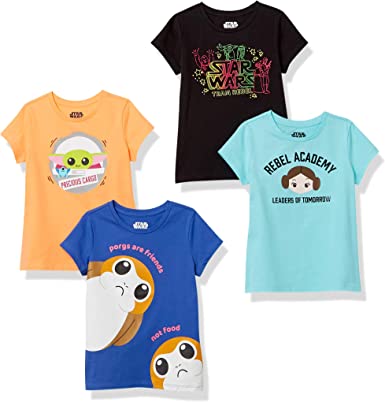 Spotted Zebra Disney | Marvel | Star Wars | Frozen | Princess Girls and Toddlers' Short-Sleeve T-Shirts, Multipacks