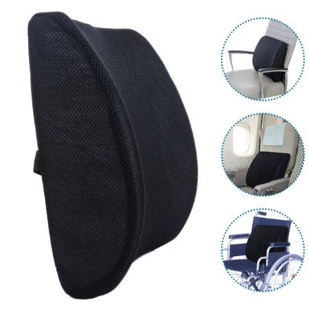 Milliard Lumbar Support Pillow Memory Foam Chair Cushion Supports Lower Back for Easy Posture in the Car Office Plane and Your Favorite Chair