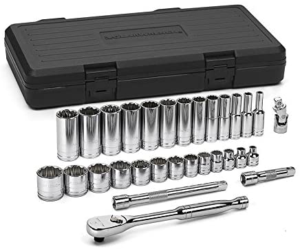 GearWrench 80568 30 Piece 3/8" Drive 12 Point SAE Standard and Deep Socket Set