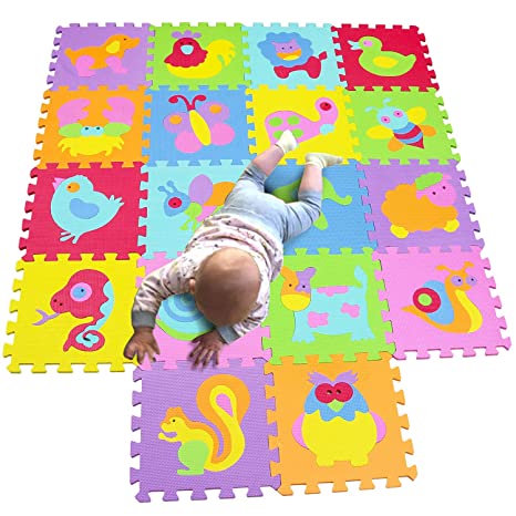 MQIAOHAM Children Puzzle mat Play mat Squares Play mat Tiles Baby mats for Floor Puzzle mat Soft Play mats Girl playmat Carpet Interlocking Foam Floor mats for Baby P010011G300918