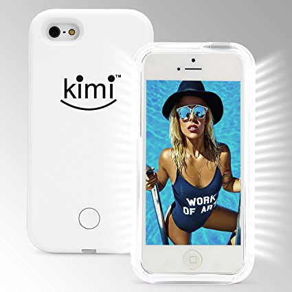 KIMI Selfie Light iPhonCase, Fashion Luxury Flash Mobile Led Cover, Increase Facial Light, (White, iPhone 6/6s)