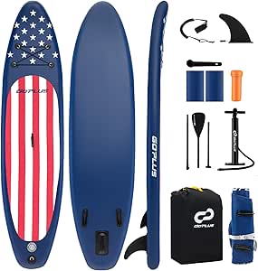 Goplus Inflatable Stand Up Paddle Board, 10FT/10.5FT/11FT SUP with Accessory Pack, Adjustable Paddle, Carry Bag, Bottom Fin, Hand Pump, Leash and Repair Kit