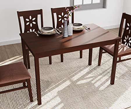 @home By Nilkamal Four Seater Dining Table (Antique Cherry)