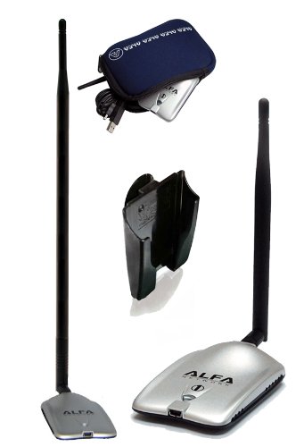 Alfa AWUS036H 1000mW 1W Deluxe Bundle 802.11b/g High Gain USB Wireless Long-Rang Wi-Fi Network Adapter with 5dBi and a 9dBi Antenna and Suction cup Window Mount dock Also includes a Neoprene carrying case - For Wardriving & Range Extension -