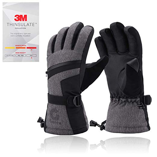 Gonex Ski Gloves for Men Women, -30℉ Waterproof Touchscreen Winter Snow Gloves