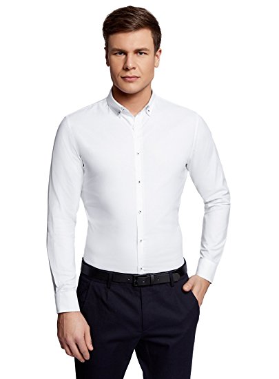 oodji Ultra Men's Slim-Fit Long Sleeve Shirt