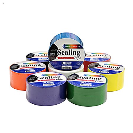 8 Colored Sealing Tape Set - 1.88" x 164" Feet/Roll - Including Black, White, Orange, Green, Purple, Red and Blue Roll of Tape - for Crafts, Packing and More