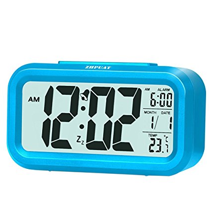 ZHPUAT 4.6" Smart Controllable Brightness Backlight Digital Alarm Clock for Kids Blue