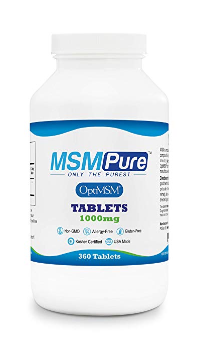Kala Health MSMPure Tablets, 1000 mg, Pure MSM Organic Sulfur Supplement, Made in USA, 360 Count