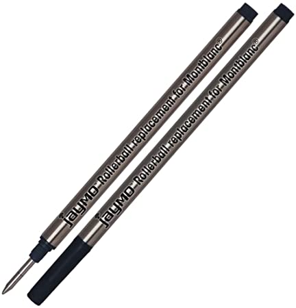 Jaymo - 2 Black - Rollerball Pen Refill - Replacement for Montblanc 105158-4.44 in / 113 mm Long