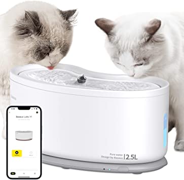 Baseus Cat Water Fountain, 84oz/2.5L Automatic Pet Water Fountain for Cats Inside, APP Control, Visible Water Level, Ultra Quiet Dog Water Dispenser, Cat Fountain Water Bowl for Cats Dogs