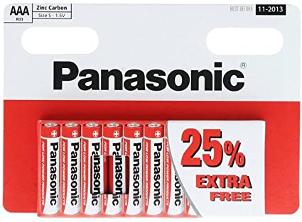 Panasonic AAA (1.5v) Zinc Carbon Batteries  (also known as UM4, MN2400)