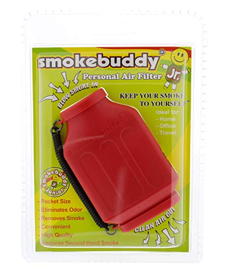 Smoke Buddy Jr. Personal Air Purifier Cleaner Filter Removes Odor - Red