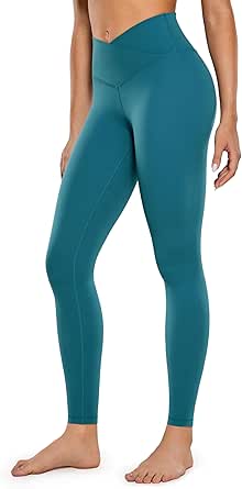 CRZ YOGA Womens Butterluxe Cross Waist Workout Leggings 25" / 28" - V Crossover High Waisted Gym Yoga Leggings