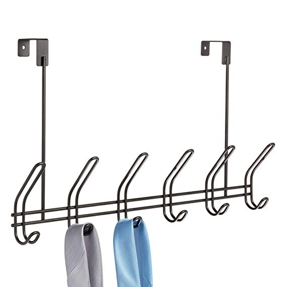 InterDesign Classico Tie Rack, Belt, Scarf and Purse Holder- Collapsible, Matte Black