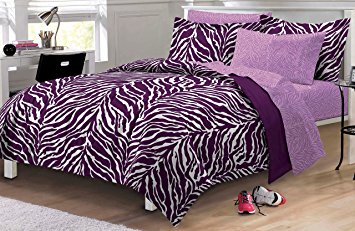 My Room Zebra Purple Ultra Soft Microfiber Comforter Sheet Set, Multi-Colored, Twin/Twin X-Large