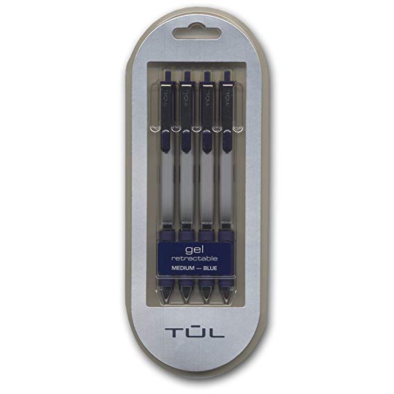TUL Retractable Gel Pens 0.7 mm Medium Point, Blue 4 pack