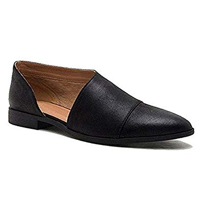 Blivener Women's Casual Slip On Loafer Pointed Toe Cut Out Slip On Office Casual Dressy Ankle Boot