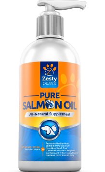 Pure Salmon Oil for Dogs and Cats - Omega-3 Liquid Food Supplement - Your Pets Will Go Wild for It - EPA and DHA Fatty Acids - Enhances Coat Joint Function Immune System and Heart Health - 16 FL OZ