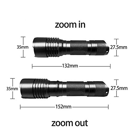 Zoom 18650 LED Flashlight Torch Water Resistant Ultra Bright EDC Pocket Sofirn Flashlight with Ajustable Focus, Powered by 1 rechargeable 18650 Battery or 3pcs AAA batteries (Not Included)