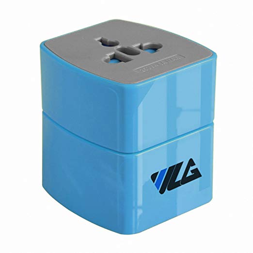 VLG Travel Power International Plug Adapter - Universal Worldwide Kit - Compact, Sturdy, Sleek and Easy-to-use (Sky Blue)