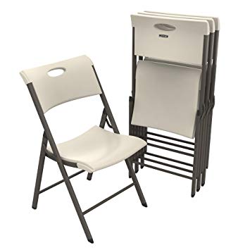 Lifetime 480625 Contemporary Commercial Folding Chair, 20.1 in. D x 18.5 in. W x 33.2 in. H, White Granite