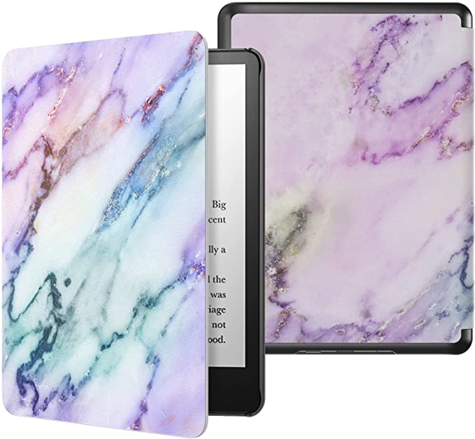 MoKo Case for 6.8" Kindle Paperwhite (11th Generation-2021) and Kindle Paperwhite Signature Edition, Light Shell Cover with Auto Wake/Sleep for Kindle Paperwhite 2021 E-Reader, Purple Marble