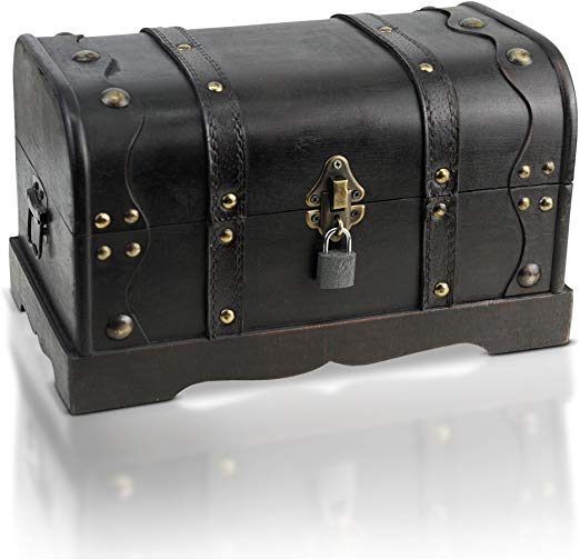 Brynnberg - Pirate Treasure Chest Storage Box - Durable Wood & Metal Construction - Unique, Handmade Vintage Design With A Front Lock - Striking Decorative Element - The Best Gift (Columbus 31x18x18cm)