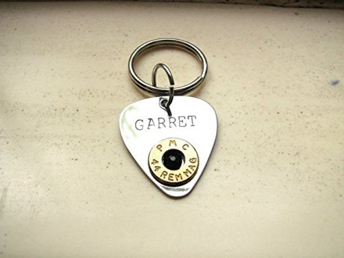 Personalized Bullet Guitar Pick, Necklace or Keychain