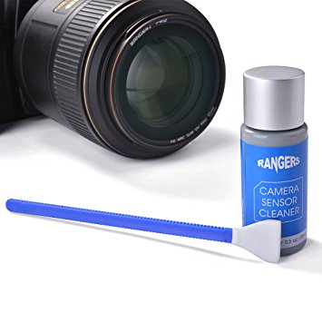 Rangers 12pcs Dry APS-C Sensor Cleaning Swab and 0.5ml alcoholic-free Cleaner Solution for DSLR CCD CMOS Digital Camera, Lens, Glasses. Vacuum packaging, lint-free sterile fabric, ideal for absorbing and sweeping away invisible particles and smudges