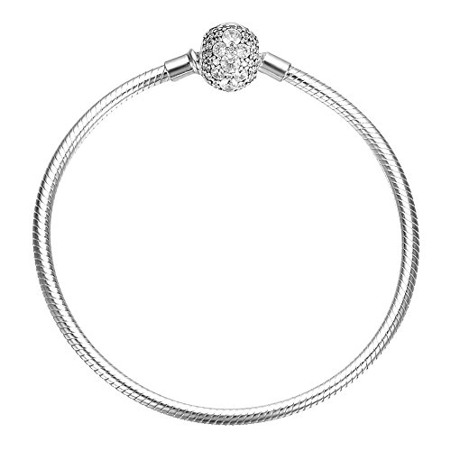 SOUFEEL 925 Sterling Silver Bracelet Crystal Clasp Charm Bracelets Snake Chain Bracelets