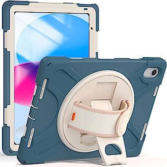 BATYUE iPad 10th Generation Case 10.9'', Full-Body Drop Protection Case with Screen Protector Pen Holder [360° Rotate Hand Strap/Kickstand] for iPad 10th Generation 10.9 inch 2022