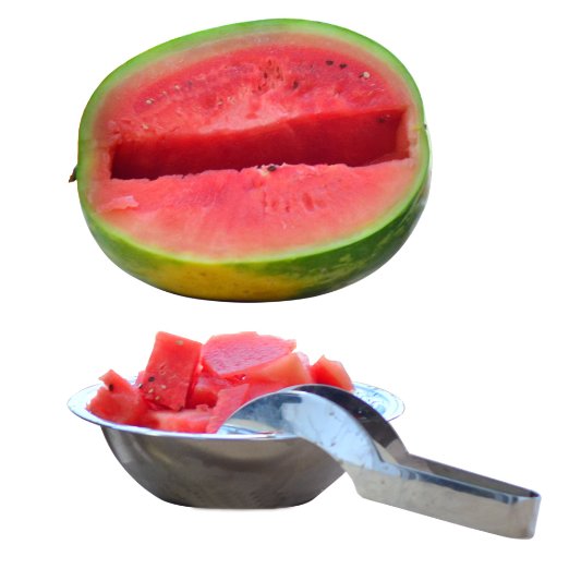 Watermelon Slicer Corer Includes Extra Bonus 3 Qt Stainless Steel Quick Fruit Chiller Bowl Multiuse Melon Cantaloupe Fruit Peeler Stainless Steel