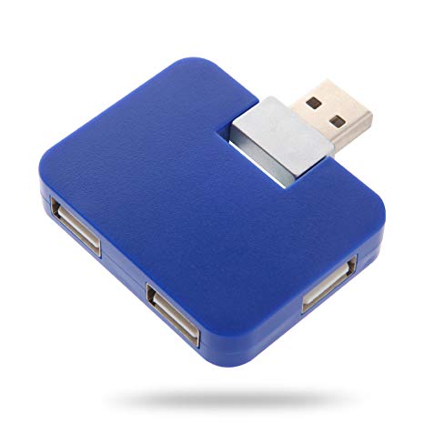 Seternaly Mini USB Hub 2.0 Creative U Shape Car Charging Hub with 4-port USB for PC Laptop USB Splitter Data Transfer Blue