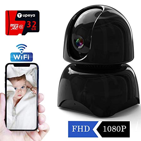WiFi Security Camera Home 1080P Include 32GB Card,IP Surveillance HD Indoor Cameras Wireless Cam Baby/Elder/ Pet/Nanny Monitor,Night Vision, Motion Detection,Two-Way Audio