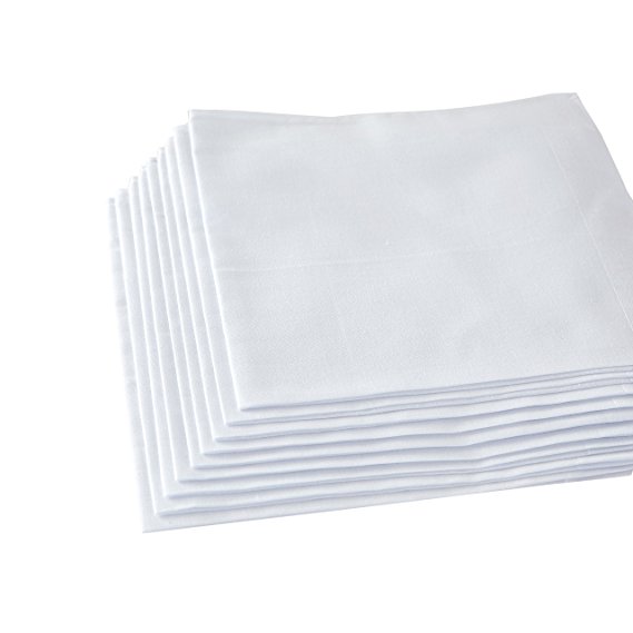Cotton Pure White Handkerchiefs 12-pieces