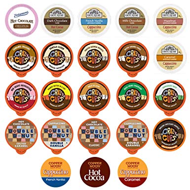 Hot Chocolate and Cappuccino Single Serve Cups, Variety Pack Sampler For Keurig K Cup Brewers, includes Hot Cocoa from Grove Square and Crazy Cups, 40 Count