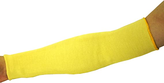 G & F 58126 100% Kevlar 18-Inch Cut Resistant Knit Sleeve without Thumb hole, Yellow, Sold by 1 piece