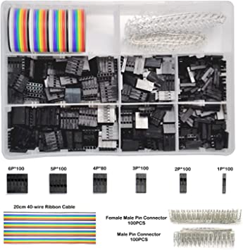 Gikfun 2.54mm Pitch 1 2 3 4 5 6Pin Housing Connector Dupont Wire Male Female Crimp Pins Adaptor Assortment Kit EK8479