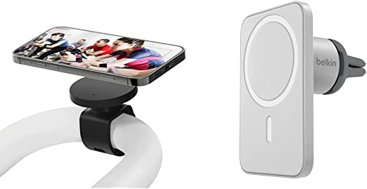 Belkin Fitness Mount Compatible with MagSafe for Gym Equipment, Magnetic Cellphone Mount, Handlebar Strap & MagSafe Car Vent Mount PRO Phone Holder for iPhone 13, 12, Pro, Pro Max, Mini