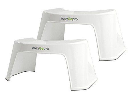 easyGopro 7.5" Most Compact Ergonomic Toilet Stool for Better Bowel Movements Gastroenterologist Recommended for All Ages One Size Fits All Toilets - 2 PK White