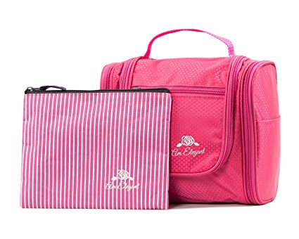 Premium Cosmetic Bag By AmElegant - Spacious Women And Men Toiletry Bag - Makeup Organizer And Beauty Product Organizer (Pink)