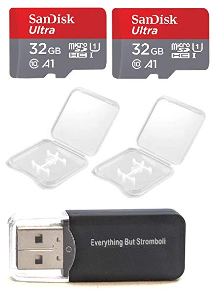 2 Pack - SanDisk Ultra 32GB Micro SD SDHC Memory Flash Card UHS-I Class 10 SDSQUAR-032G-GN6MA Wholesale Lot with 2 Plastic Jewel Cases and Everything But Stromboli (TM) Card Reader