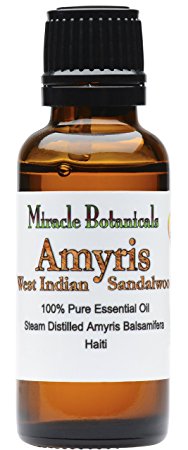 Miracle Botanicals Wildcrafted Amyris - West Indian Sandalwood Essential Oil - 100% Pure Amyris Balsamifera - 10ml or 30ml Sizes - Therapeutic Grade - 30ml