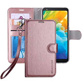 LG Stylo 4 Case, LG Q Stylus Case, ERAGLOW Luxury PU Leather Wallet Flip Protective Case Cover with Card Slots and Stand for LG Stylo 4/LG Q Stylus (Rose Gold)