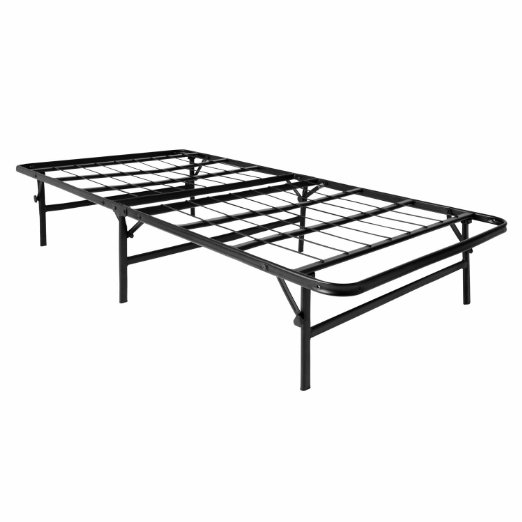 LUCID Foldable Metal Platform Bed Frame and Mattress Foundation - Twin